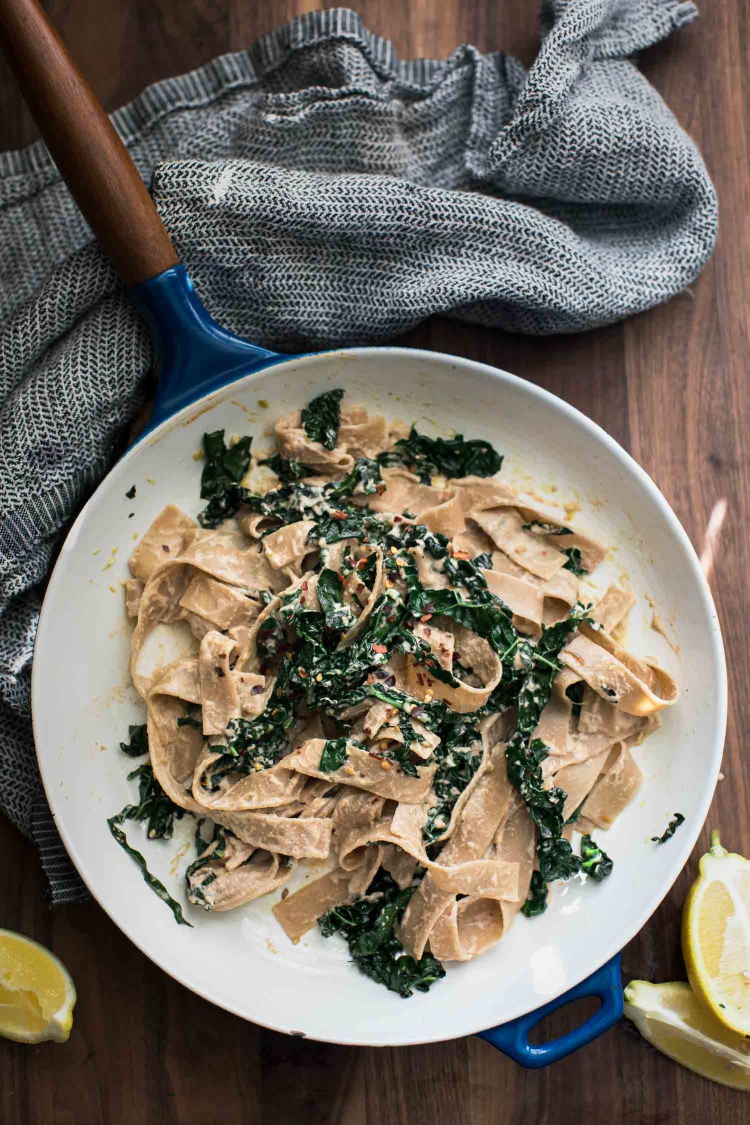 Kale Pasta with Sunflower Cream Sauce