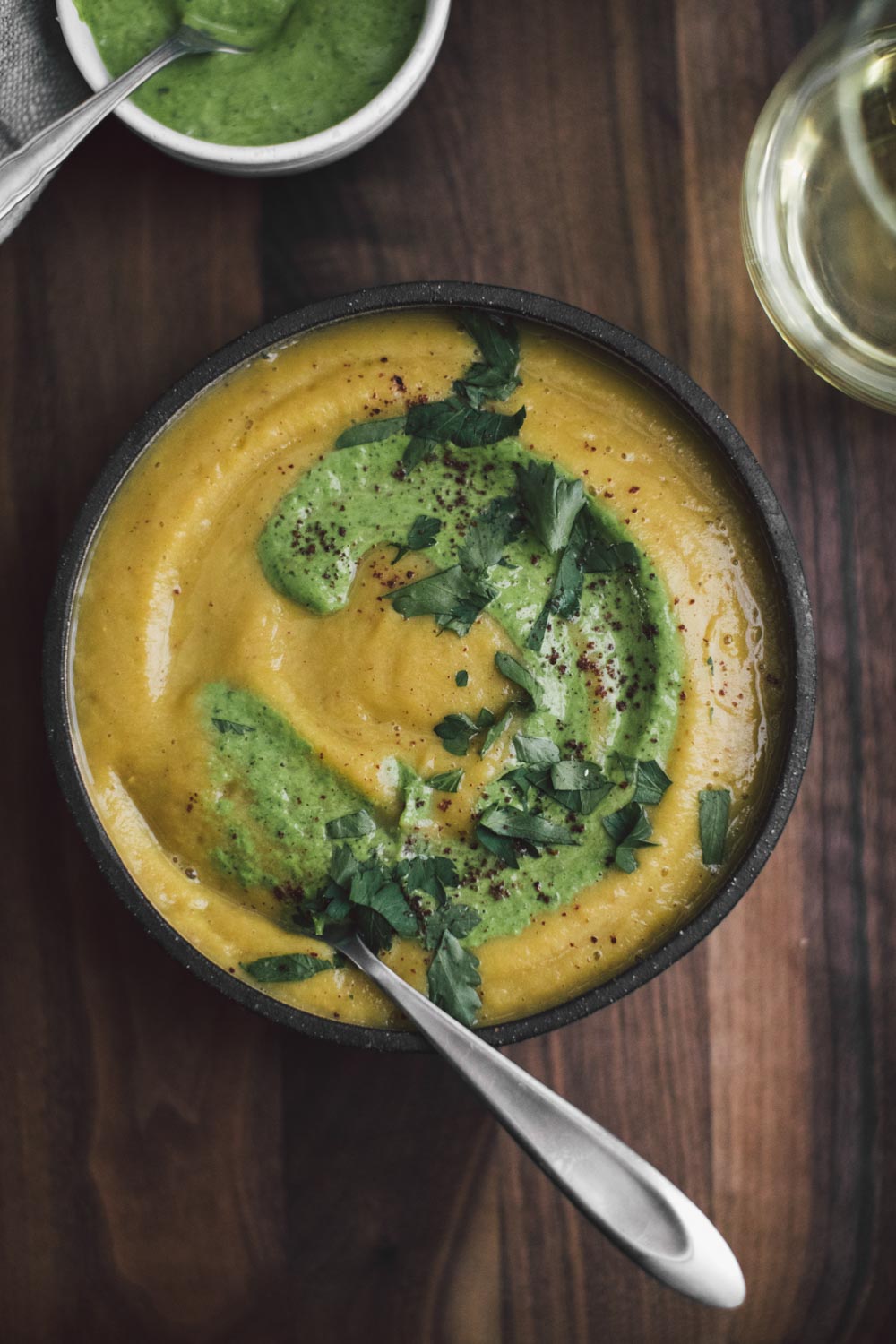 Sumac Acorn Squash Soup with Parsley Sauce