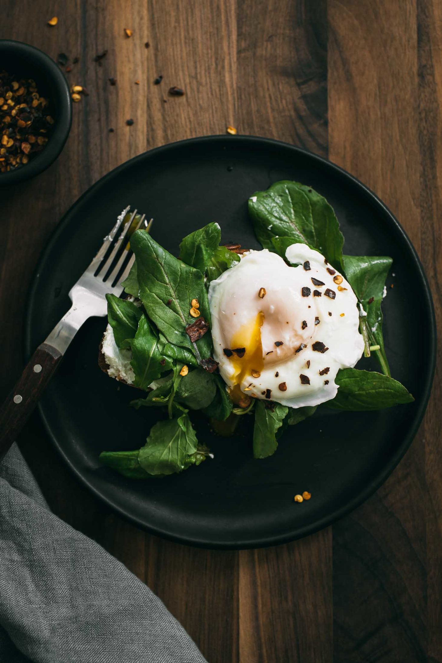 Garlicky Goat Cheese Toast with Arugula | Naturally Ella