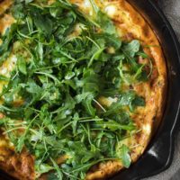 Onion Frittata with Goat Cheese and Arugula