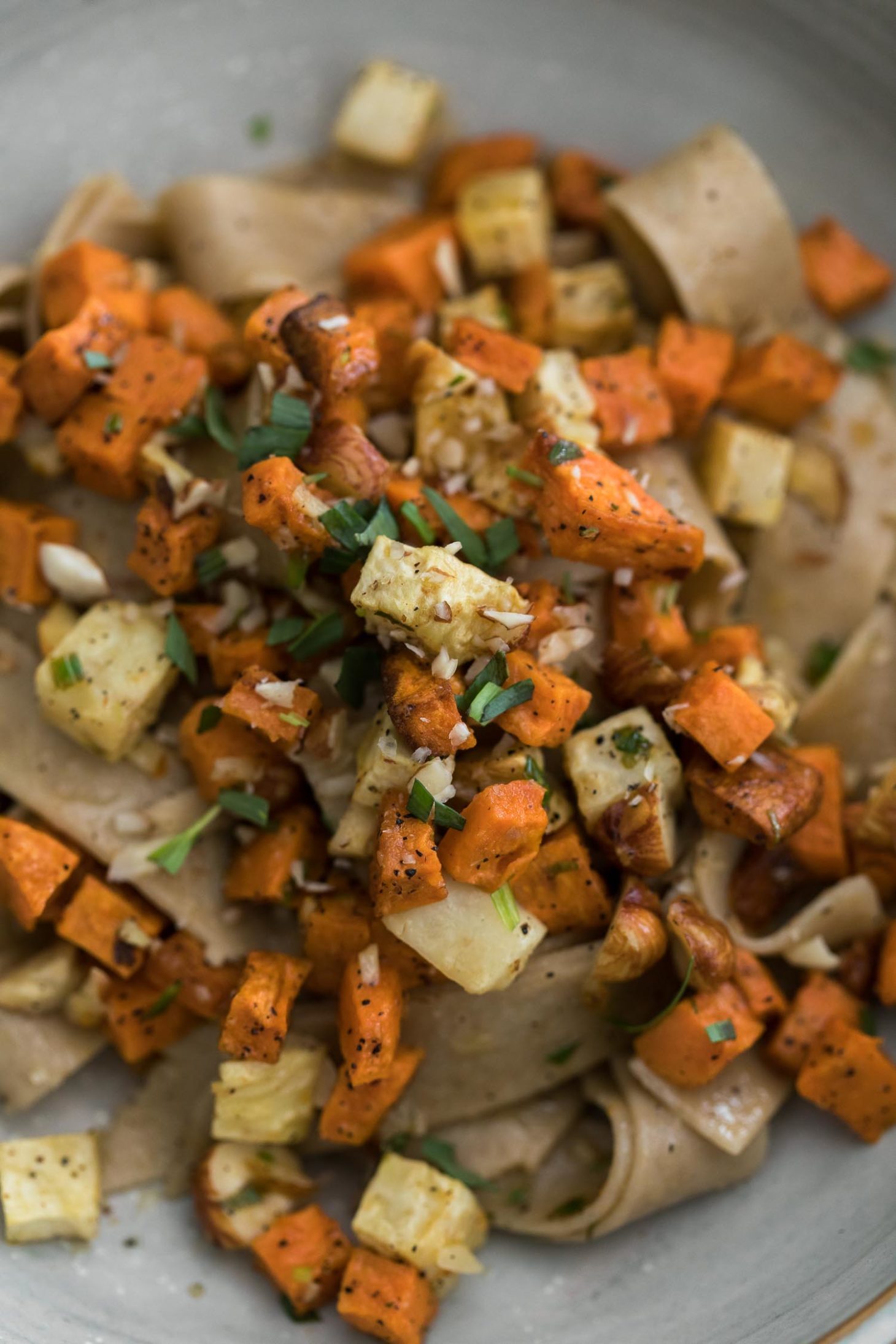 Sweet Potato Celeriac Pasta with Tarragon Butter Sauce | Naturally Ella