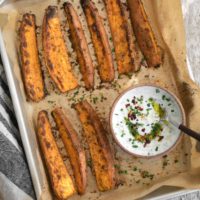 Spiced Sweet Potato Wedges with Chive Cream from Pretty Simple Cooking