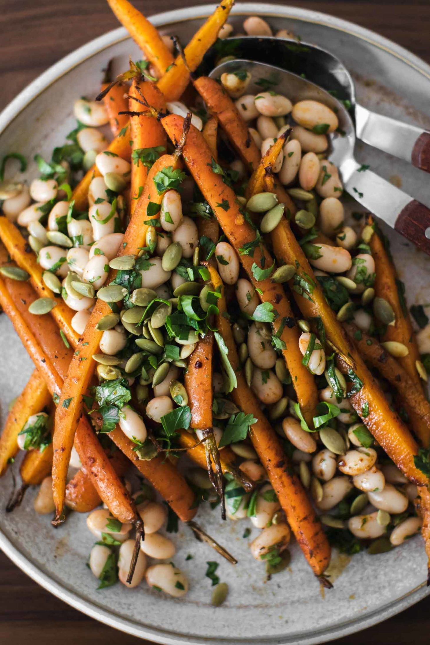 Harissa Roasted Carrots with White Beans