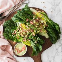 Avocado Romaine Wedge Salad with Pickled Radish