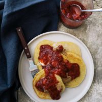 Spelt Cornmeal Pancakes with Strawberry-Lavender Chia Jam | Naturally Ella