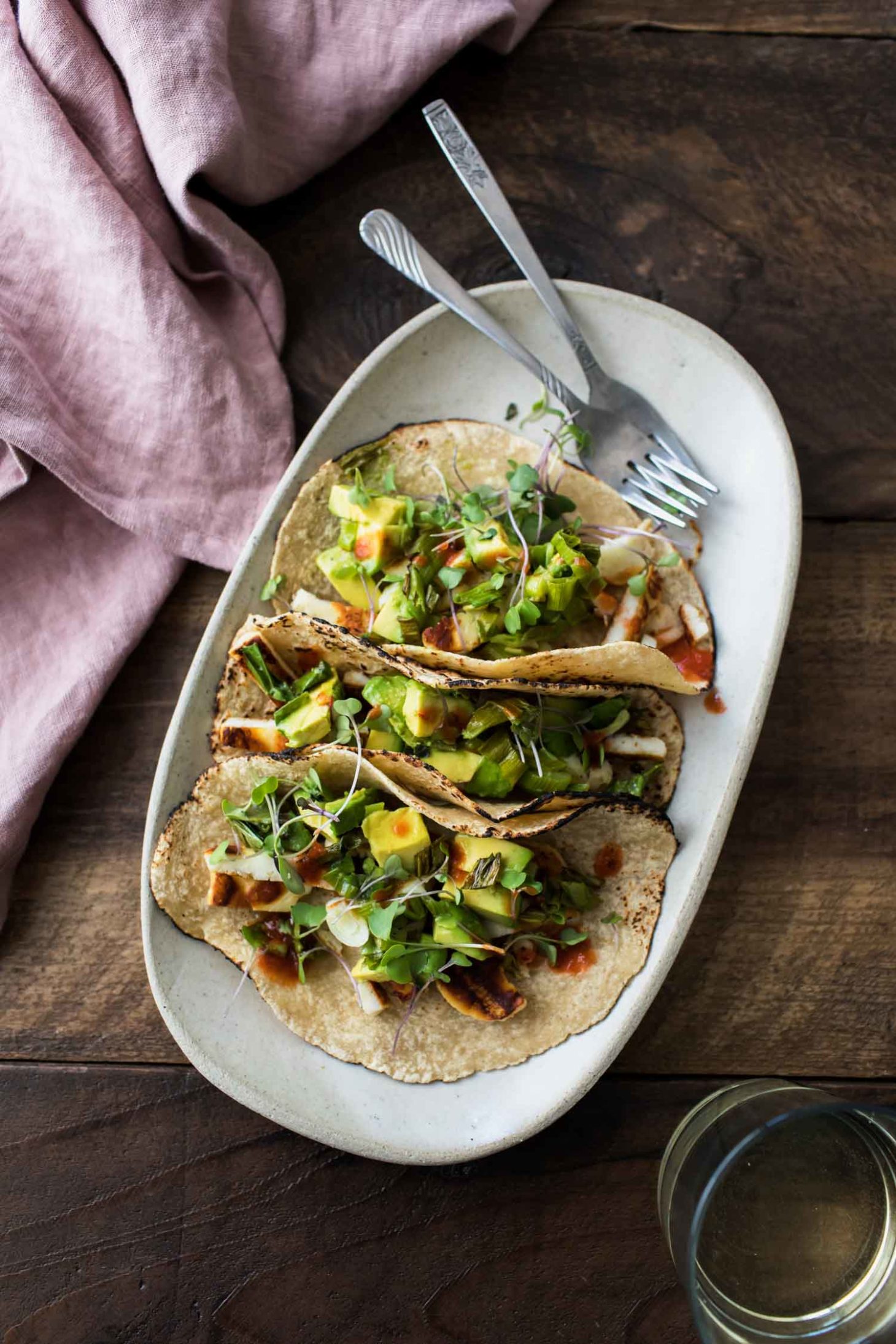 Grilled Scallion Avocado Halloumi Tacos | Naturally Ella