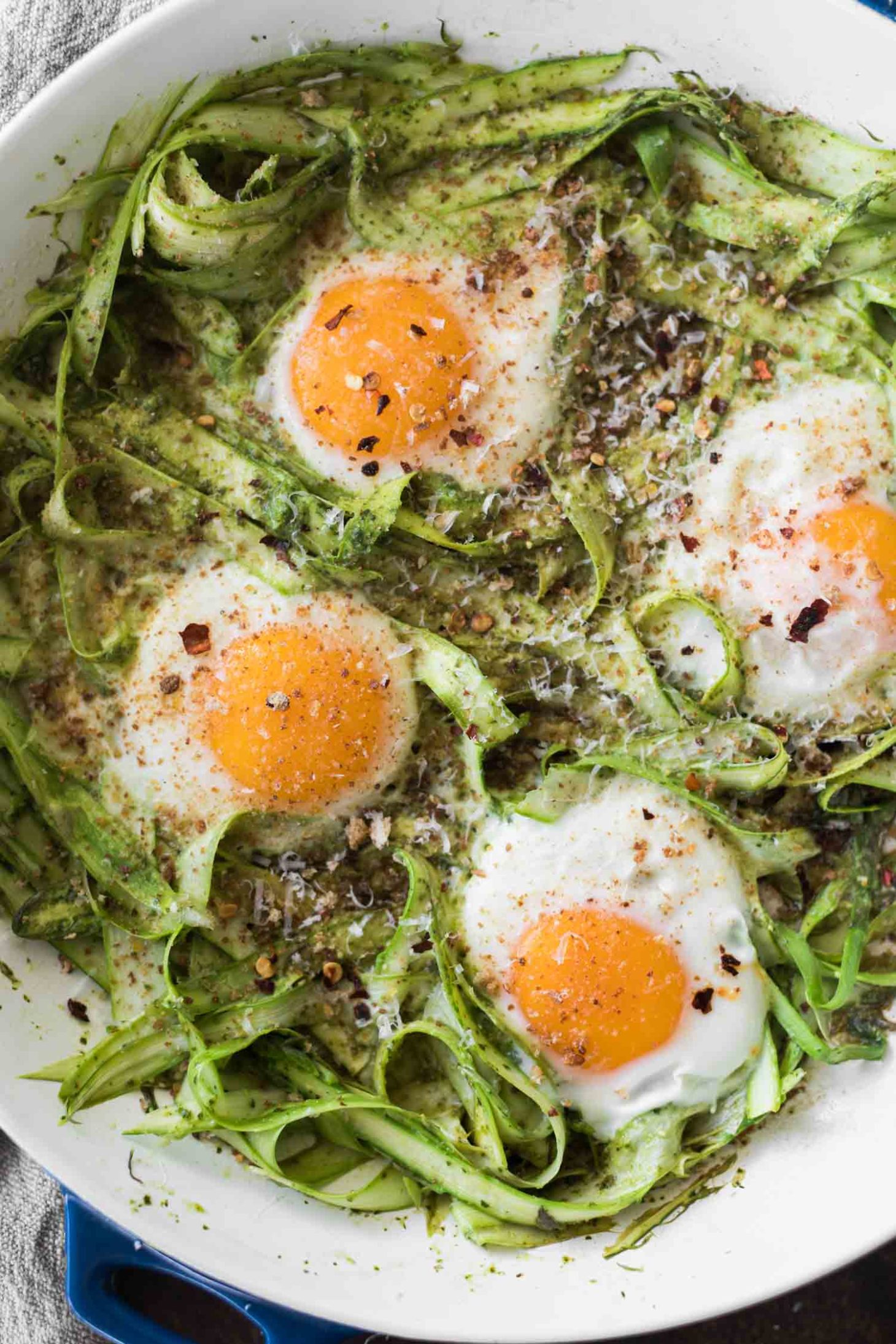 Pesto Asparagus Egg Skillet | Naturally Ella