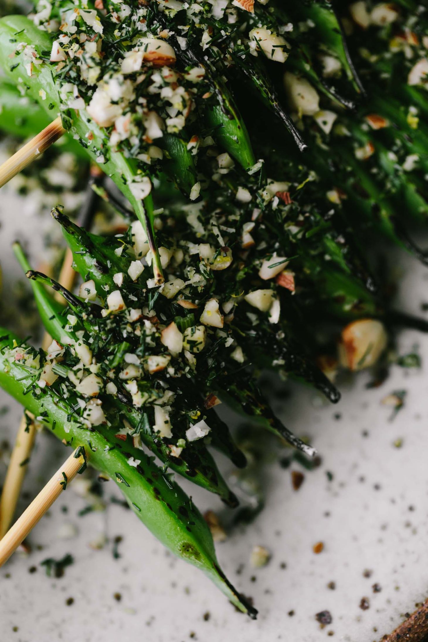 Grilled Snap Peas with Hazelnuts | Naturally Ella