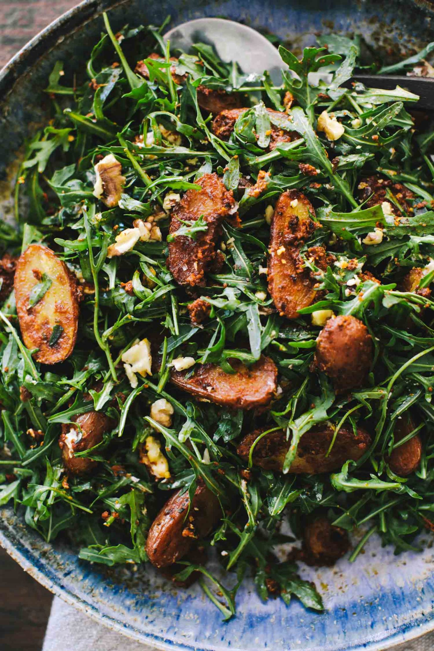 Arugula Salad with Romesco Potatoes | Naturally Ella