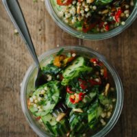 Cucumber Sorghum Salad with Peppers and Herbs