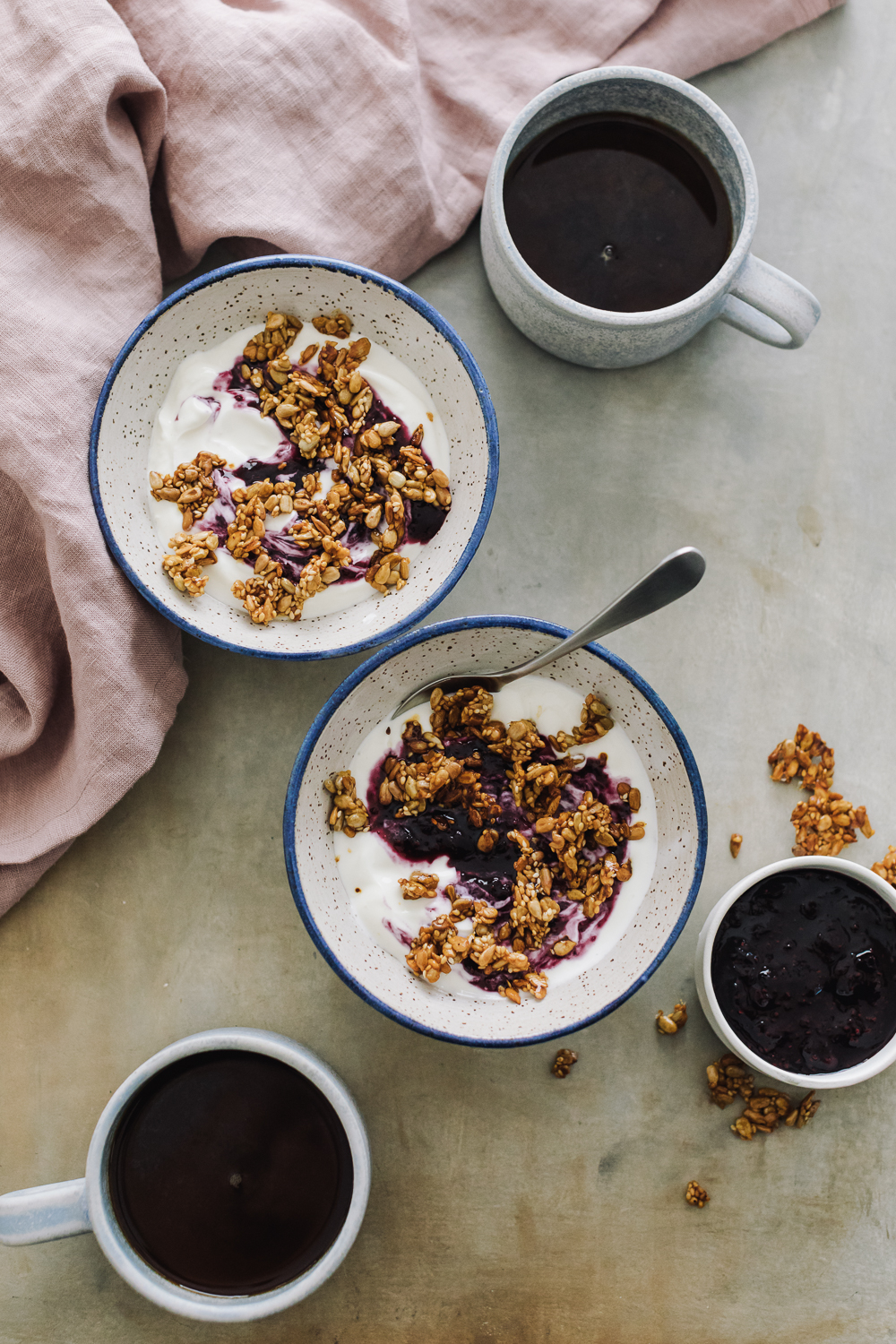 Blueberry Chia Jam with Yogurt and Sunflower Crunch