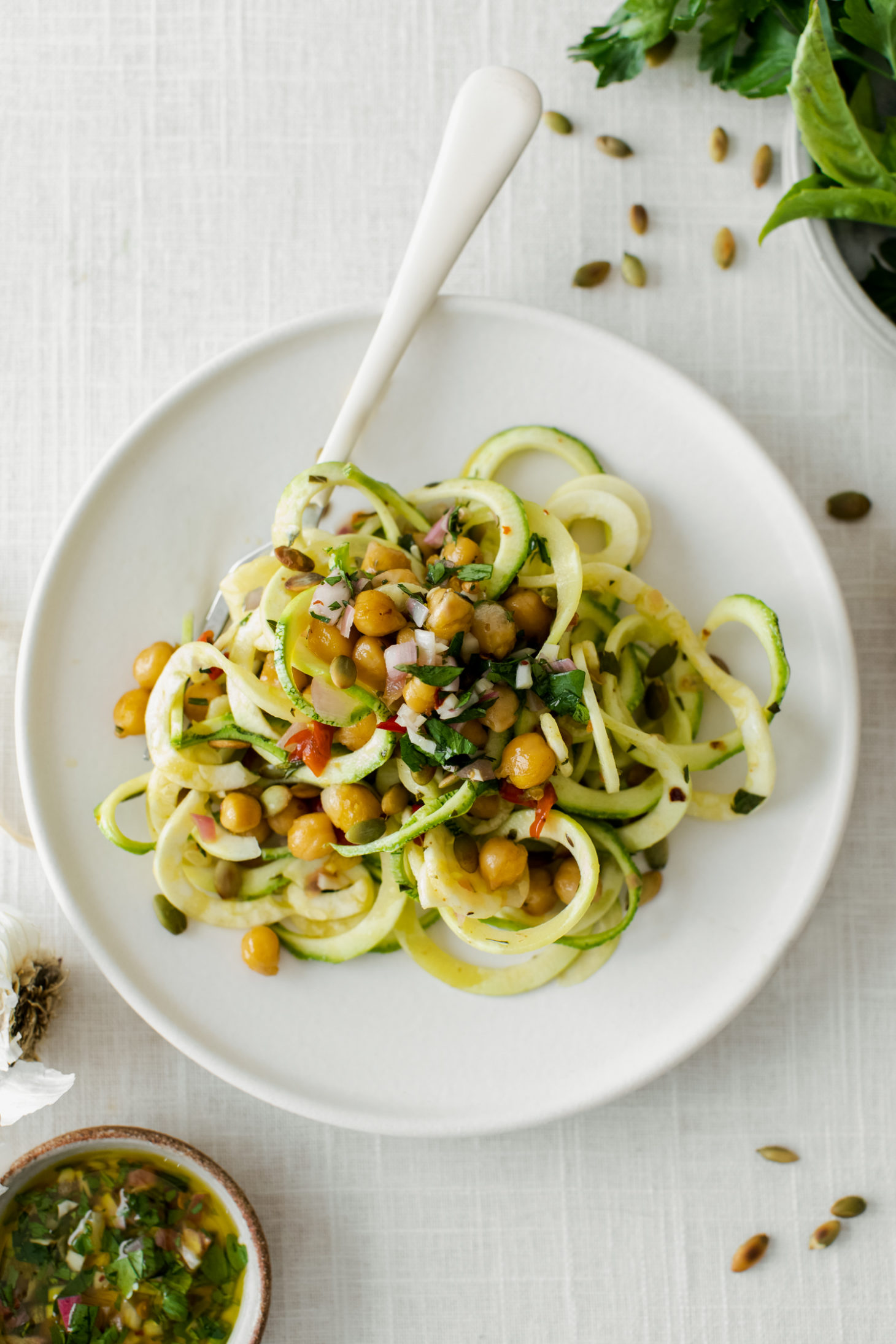 Chimichurri Chickpea Zucchini Noodles | Naturally Ella