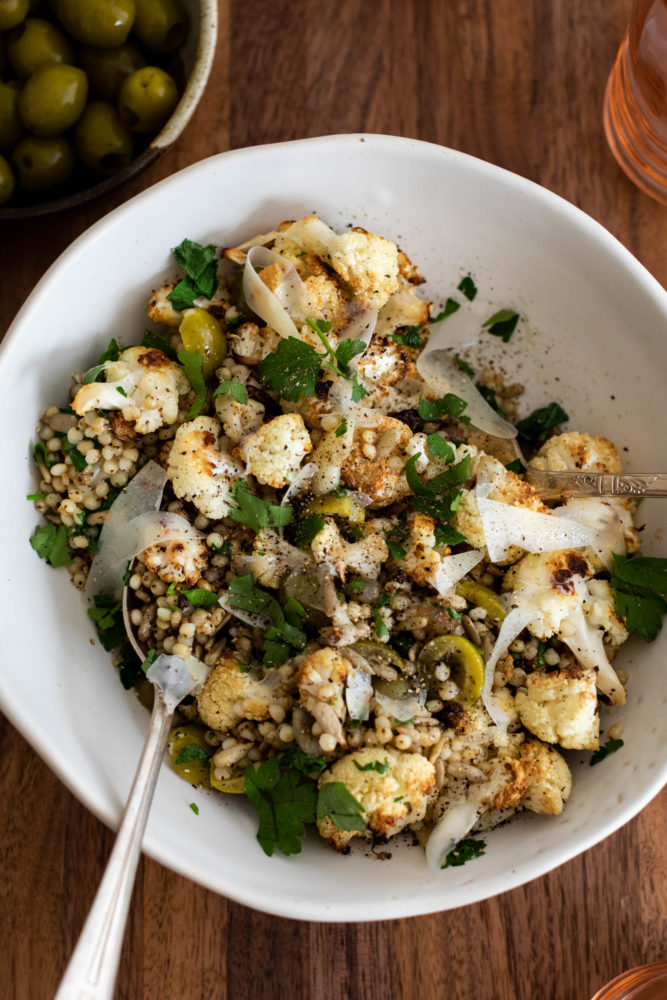 Green Olive Roasted Cauliflower Salad | Naturally Ella