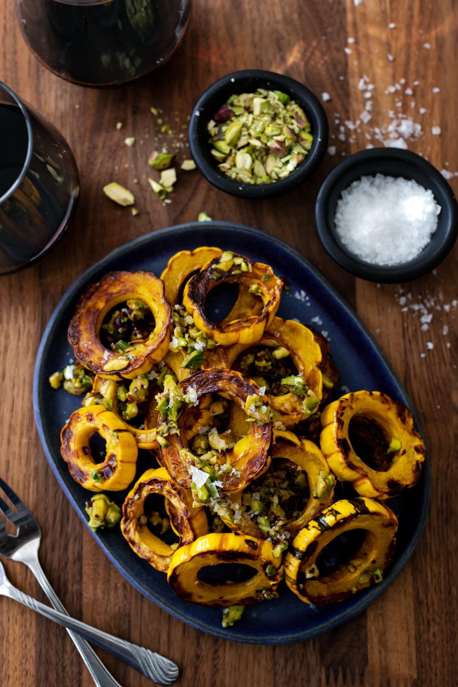 Roasted Delicata Squash with Honey Butter and Pistachios