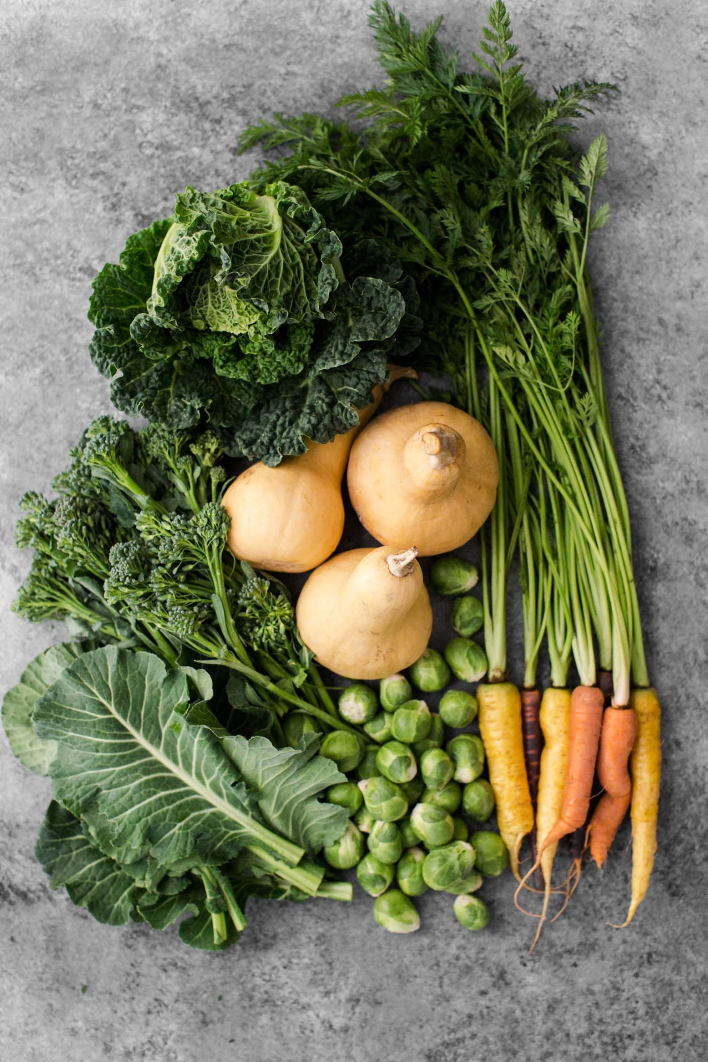 Overhead shot of produce for making plant-based recipes