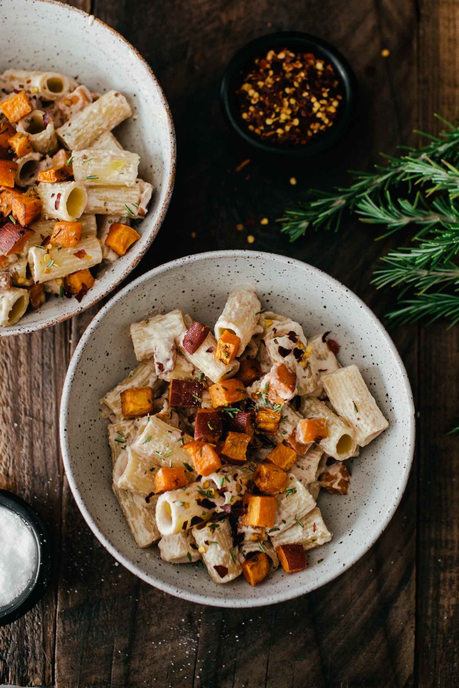 Sweet Potato Pasta with Vegan Walnut Cream Sauce