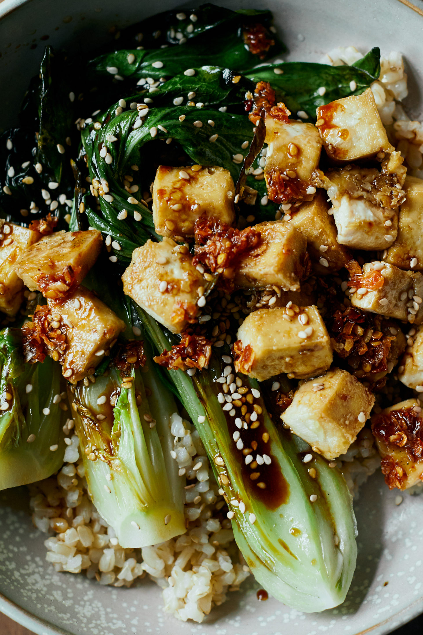 Crispy Tofu Bowls with Sesame Bok Choy