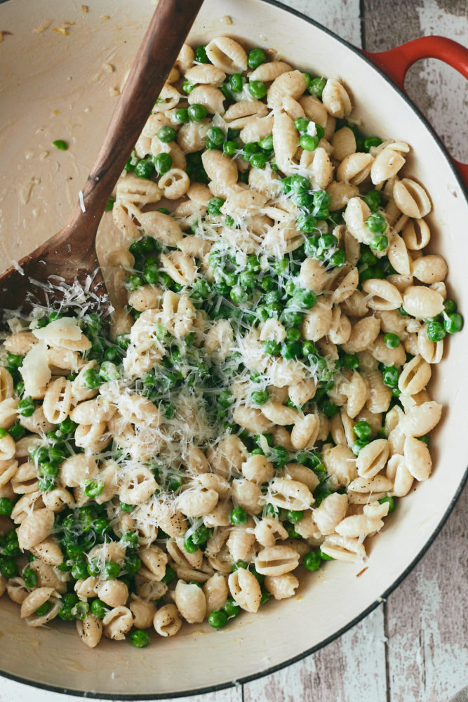 Pea Pasta with Shallot Cream Sauce | Naturally Ella