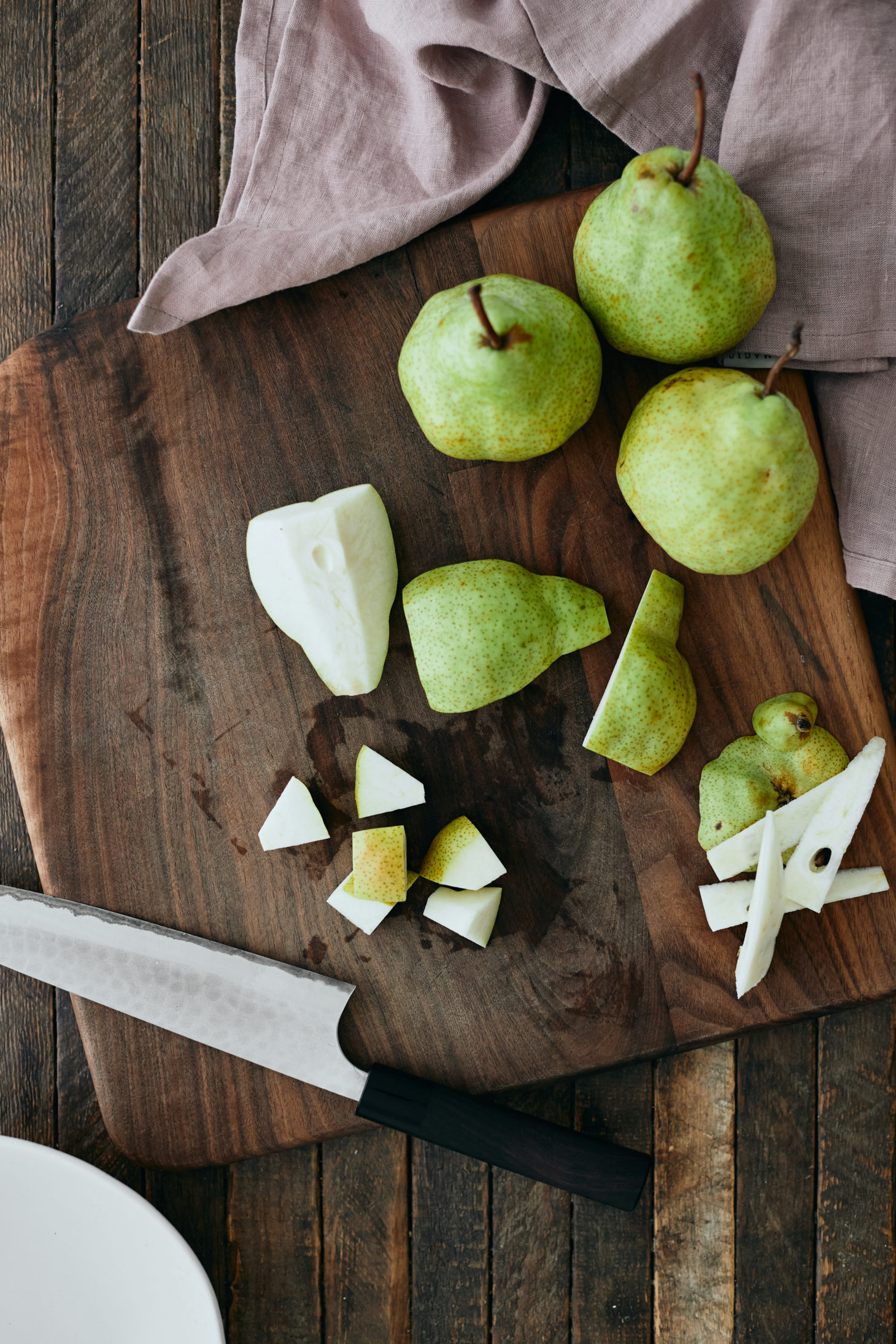 Diced green pears