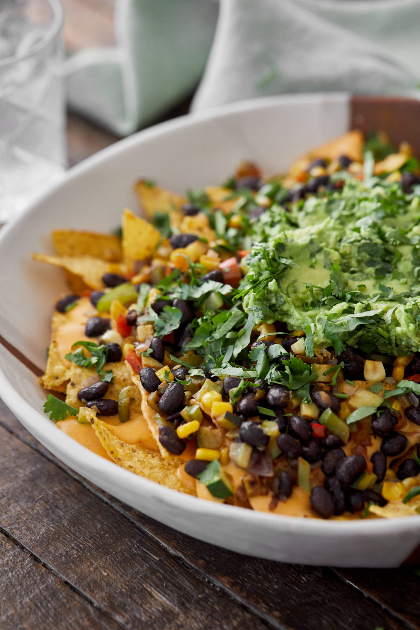 Fully Loaded Black Bean Nachos with Red and Green Salsas Recipe