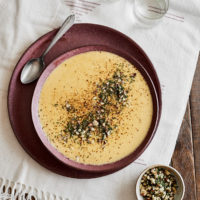 Sweet Corn Soup with Hazelnut-Dill Garnish