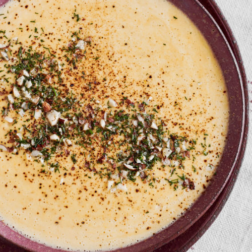 Sweet Corn Soup with Hazelnut-Dill Garnish | Naturally Ella