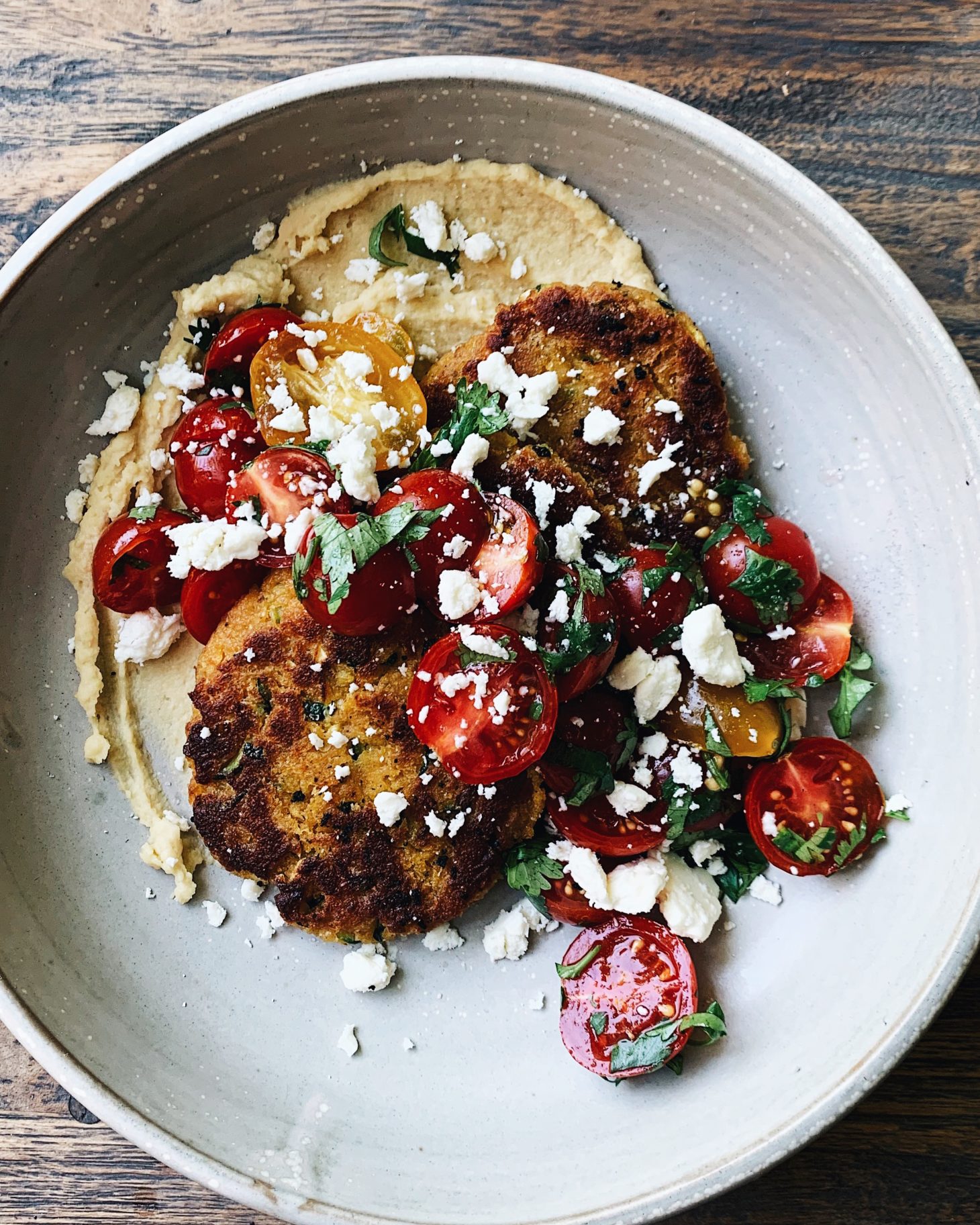 Zucchini Lentil Fritters with Spread and Extra Veg