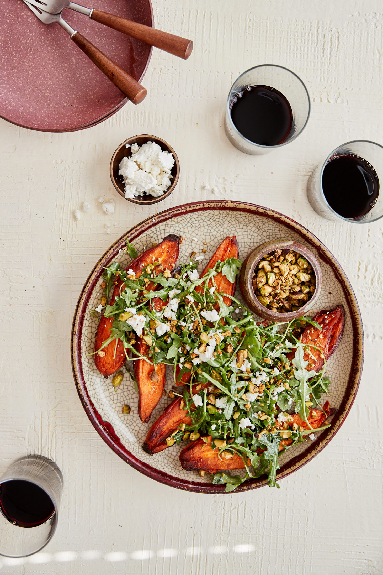 Sweet Potatoes with Sesame-Pistachios and Miso-Citrus Dressing