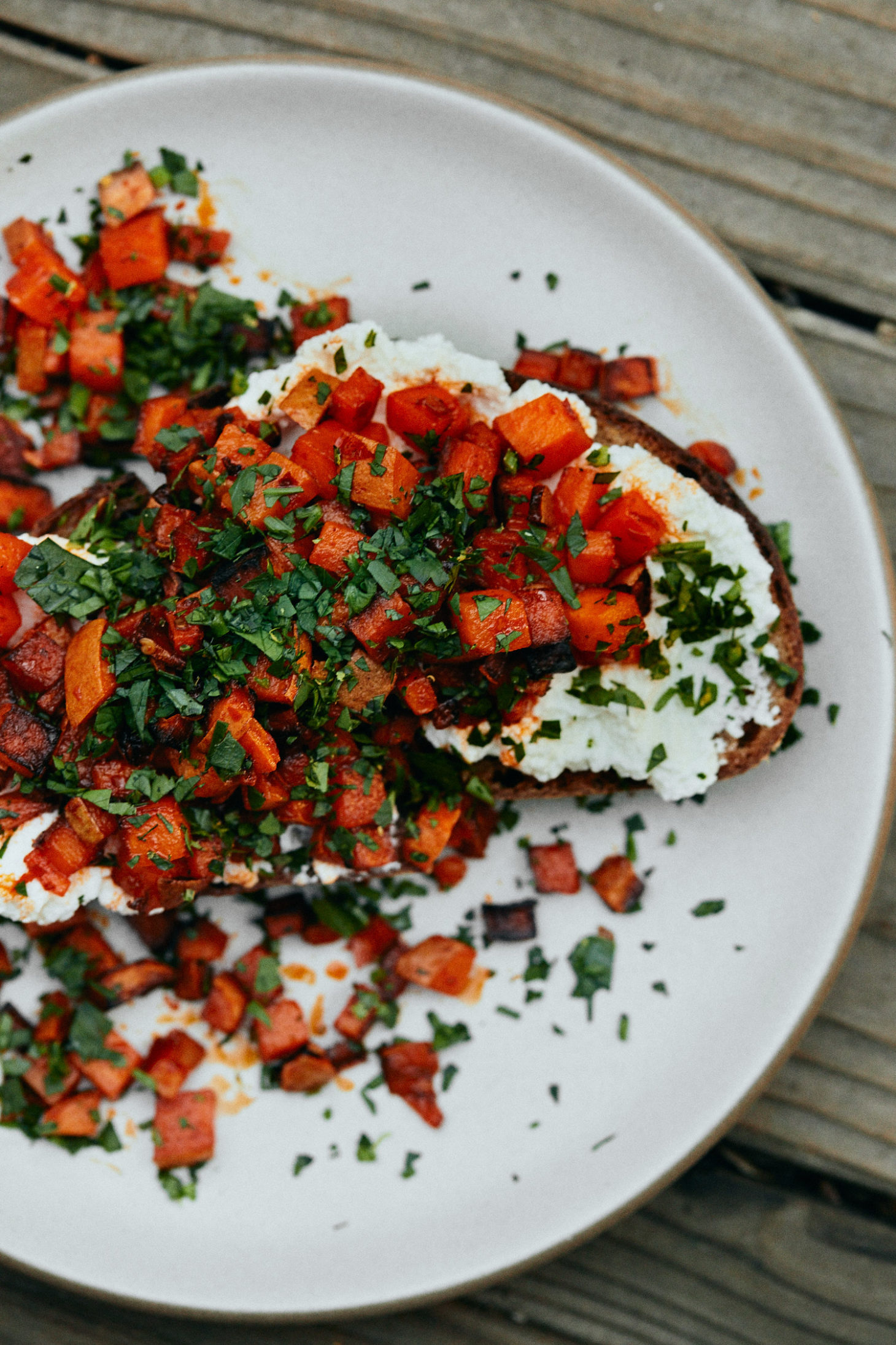 Harissa Sweet Potato Ricotta Toast