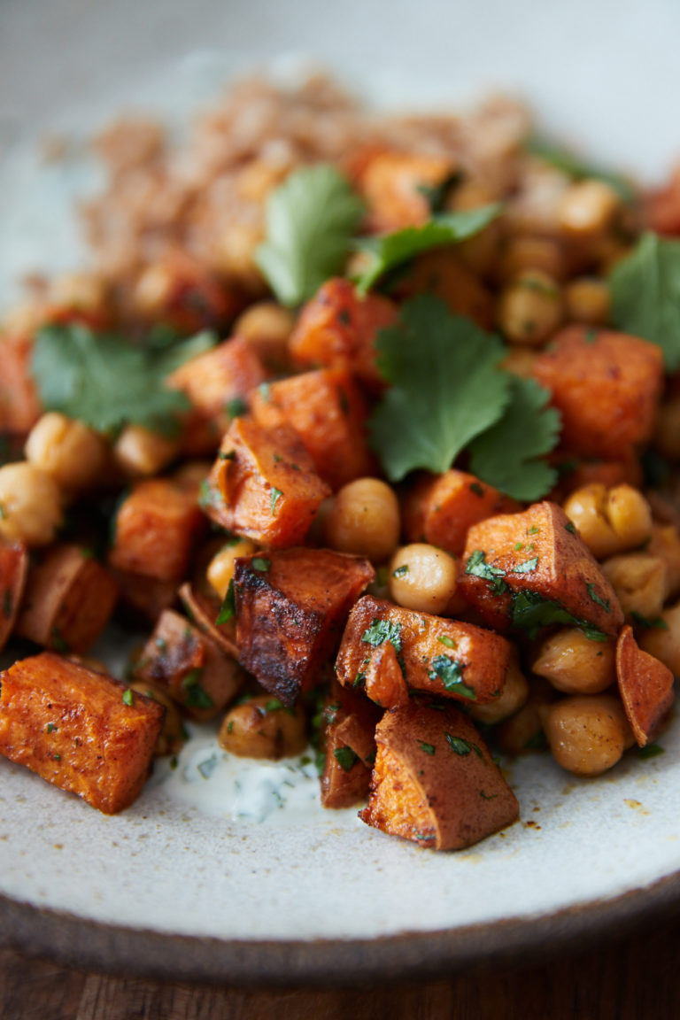 Berbere Sweet Potato Farro Bowls Naturally Ella