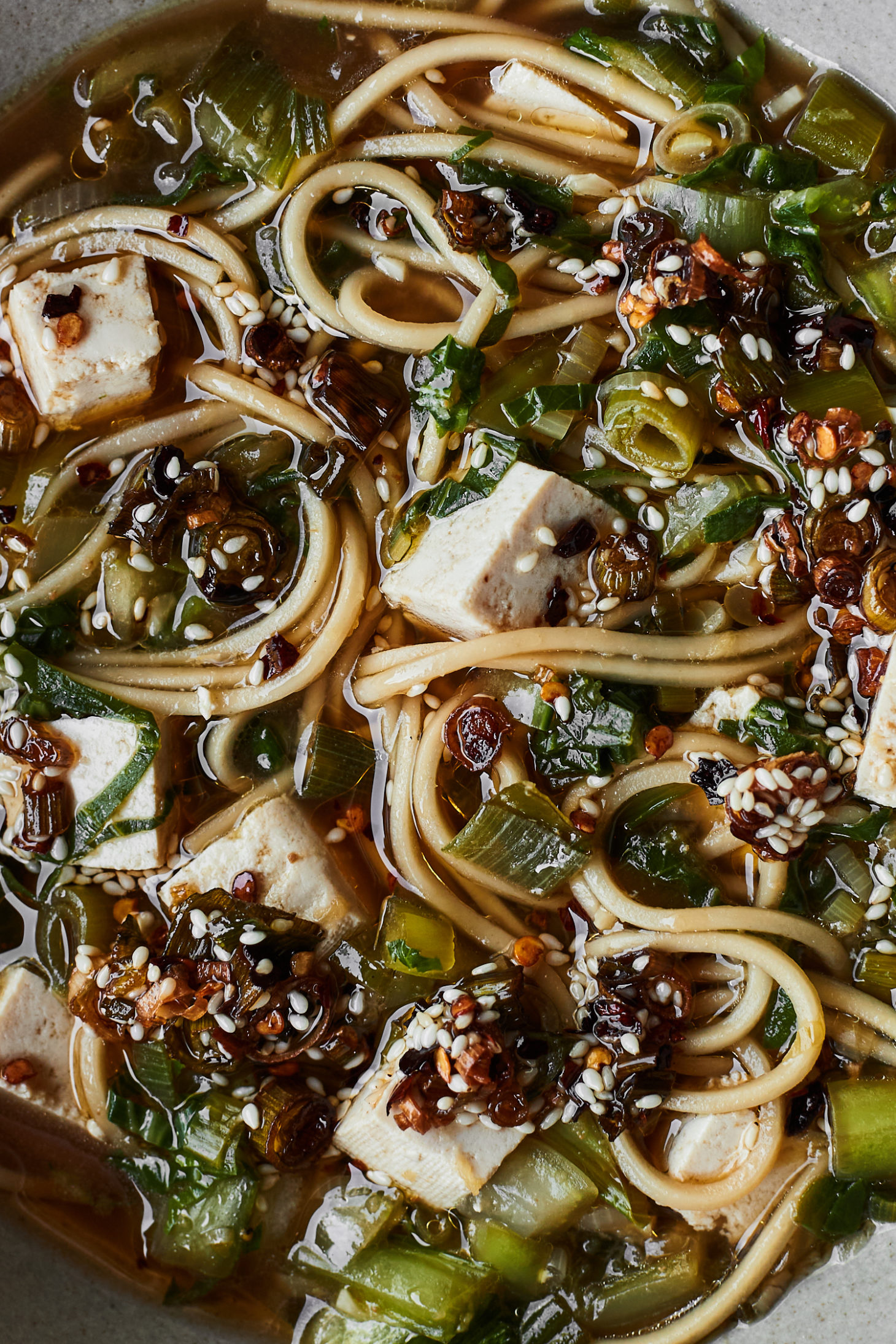 Tofu Bok Choy Soup with Noodles