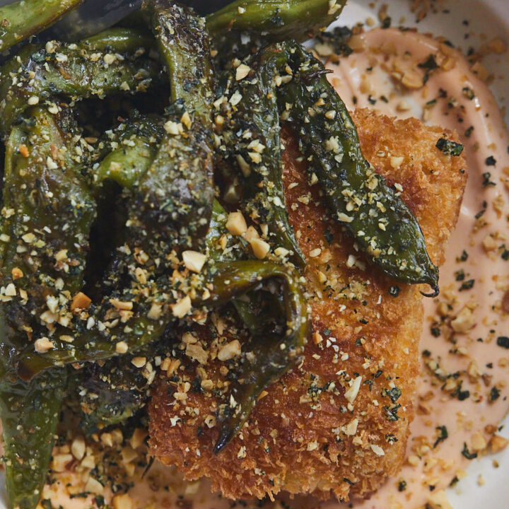 Tofu Cutlets with Charred Romano Beans