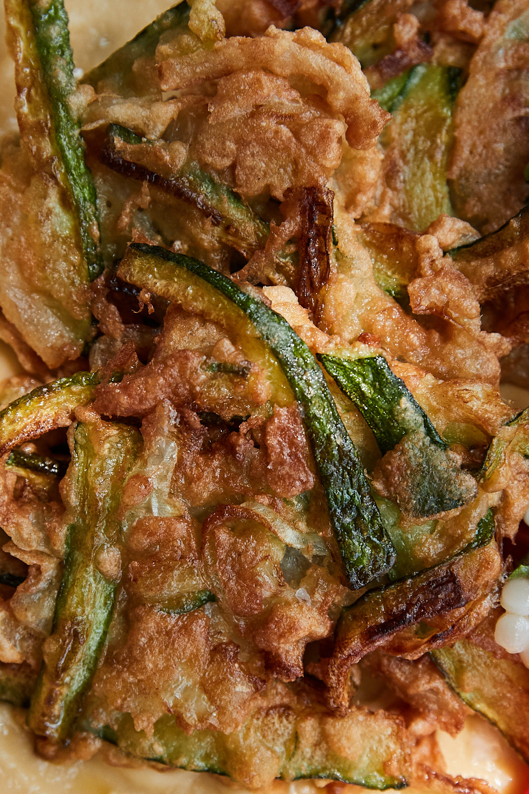 Close-up of crispy zucchini fritters
