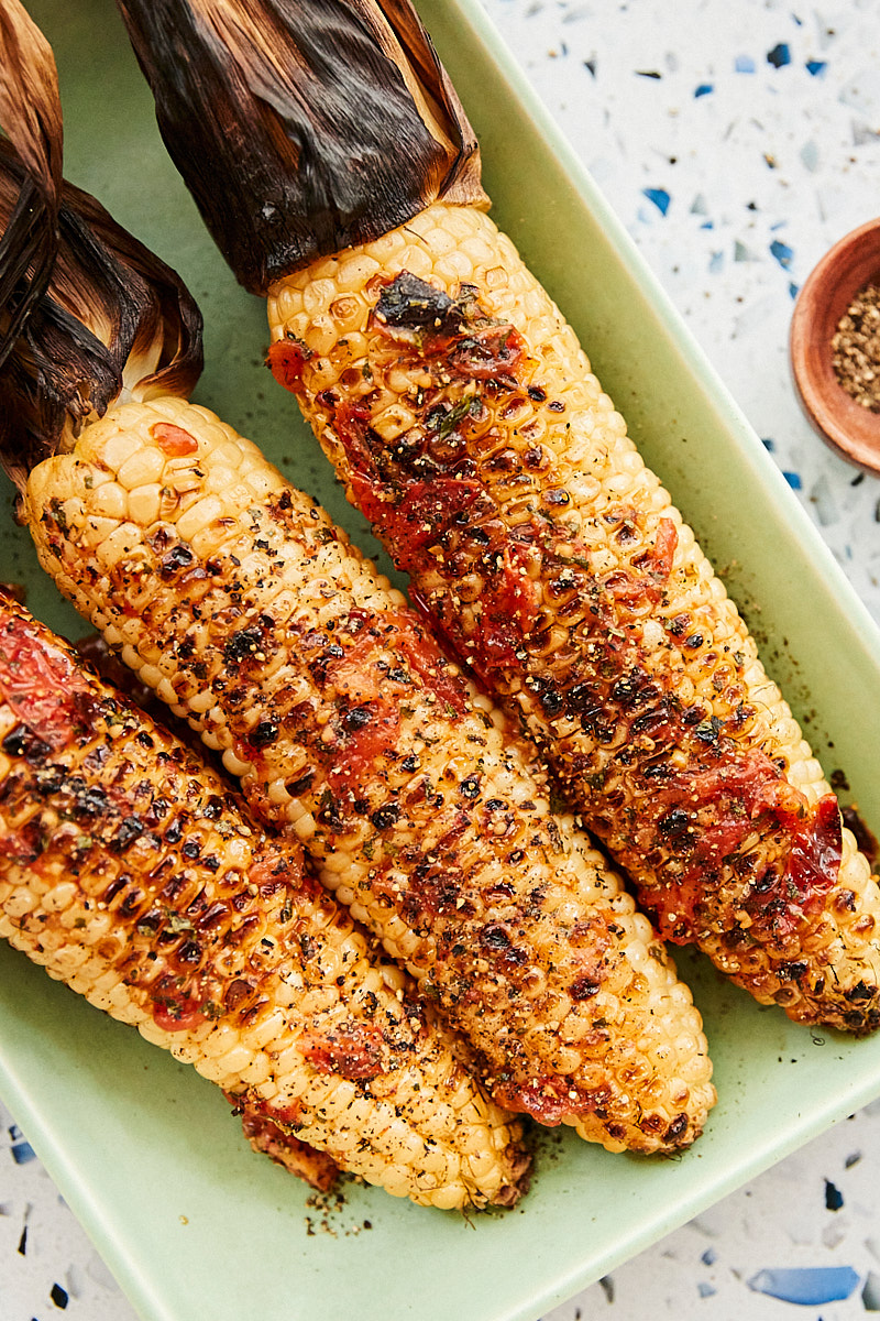 grilled corn as an example for a guide to grilling vegetables. 