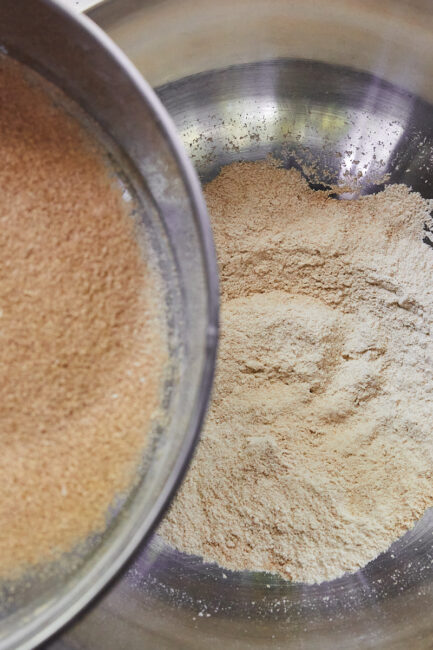 Milling Flour: an image of bran being sifted from flour